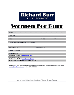 Women For Burr Support Form