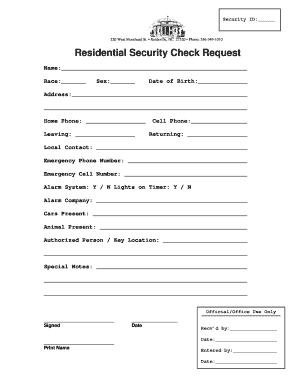 Residential Security Check Request