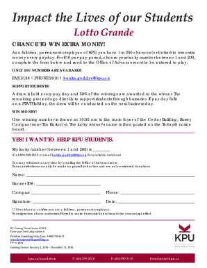 KPU Employee Lotto Grande Entry Form