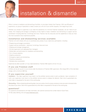 Freeman Installation and Dismantle Service Form