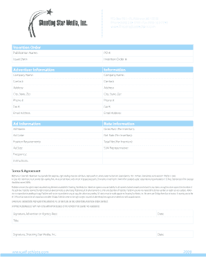 Athletes Only Magazine Advertising Insertion Order