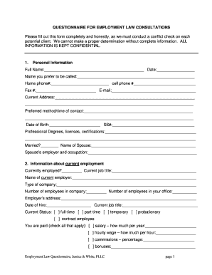 Employment Law Consultation Questionnaire