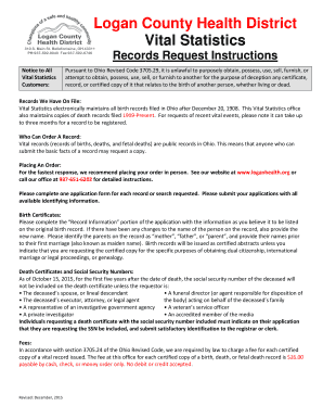 Ohio Birth and Death Certificate Application