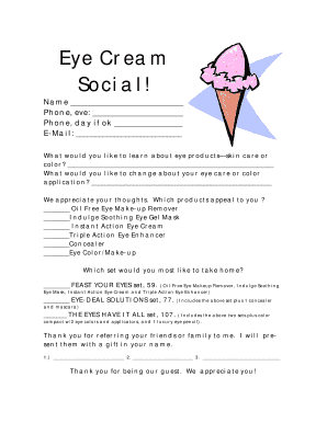 Eye Cream Product Feedback Form
