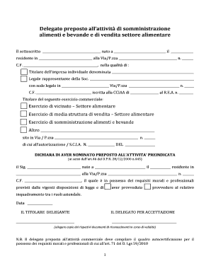 OGGETTO Designazione del delegato preposto allattivit