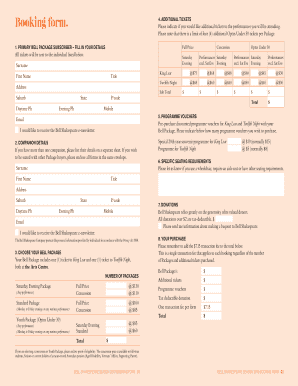 Bell Shakespeare Booking Form
