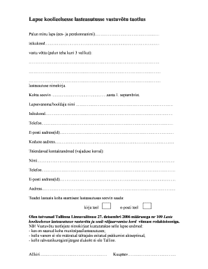 Kindergarten Admission Application