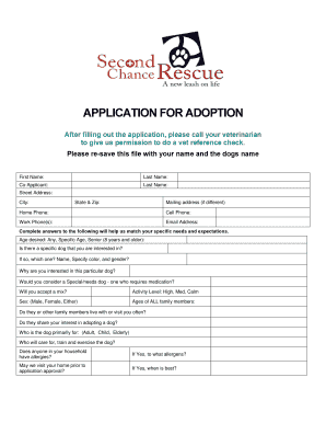 Application for Dog Adoption