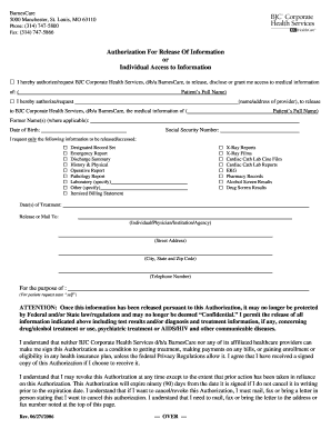 Authorization For Release Of Medical Information