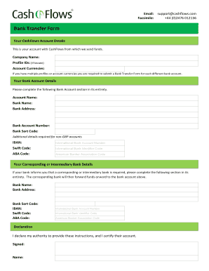 Bank Transfer Form