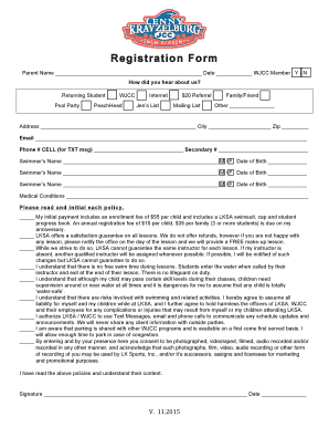Lenny Krayzelburg Swim Academy Registration Form