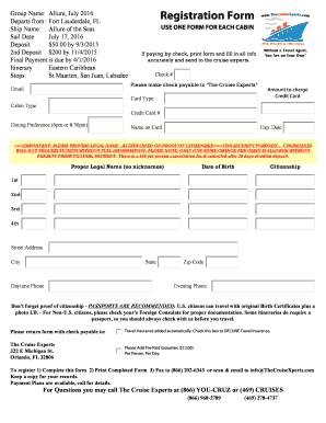 Cruise Registration Form