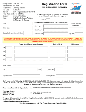San Juan Cruise Registration Form