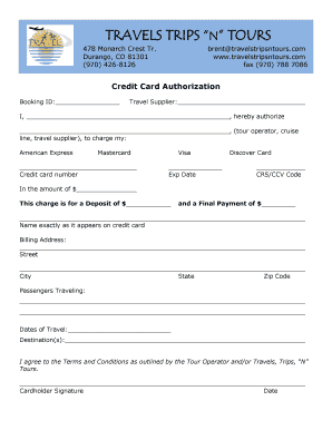 Credit Card Authorization for Travel Booking