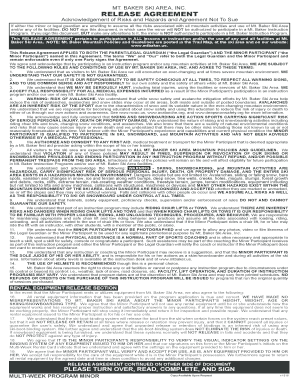 Mt. Baker Ski Area Release Agreement