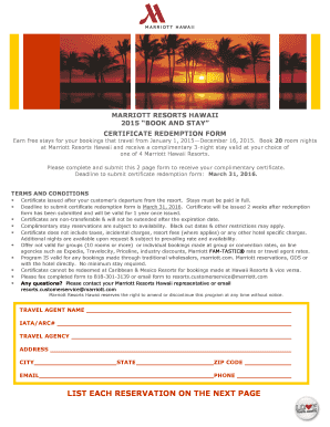 Marriott Resorts Hawaii Certificate Redemption Form