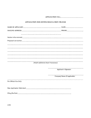 Application for Zoning Regulation Change