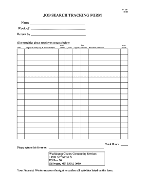 EA-561 JOB SEARCH TRACKING FORM - Official Website - co washington mn