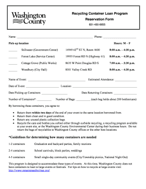Recycling Container Loan Program Reservation Form