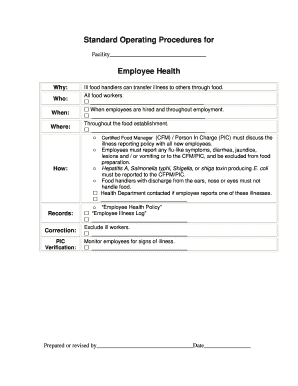 Medical sop example - Standard Operating Procedure - Employee Health Standard Operating Procedure - Employee Health - co washington mn