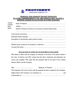 Goods-in-Transit Insurance Proposal