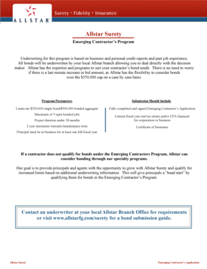 Emerging Contractor's Bond Application