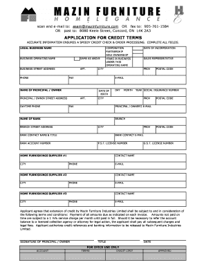 Application for Credit Terms