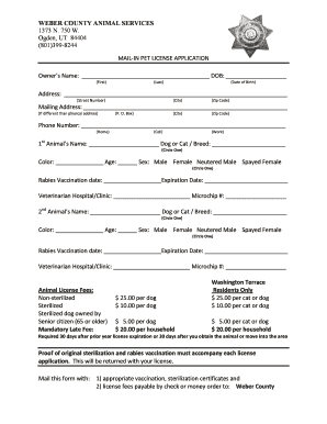Weber County Pet License Application