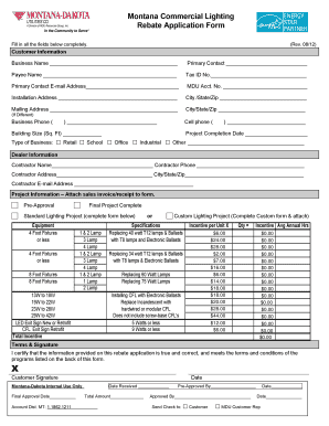 Montana Commercial Lighting Rebate Application Form