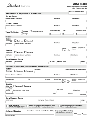 Civil Enforcement Act Financing Change Statement