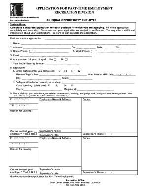Application for Part-Time Employment