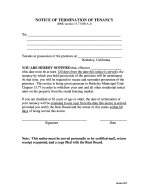Notice of Termination of Tenancy