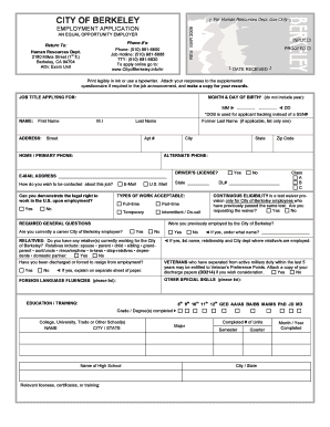 City of Berkeley Employment Application