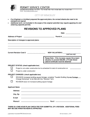 Revisions to Approved Plans Form