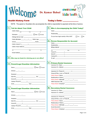Health History Form