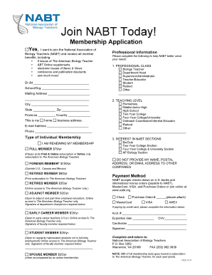 NABT Membership Application Form