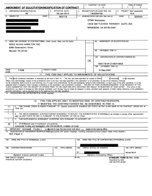 US Federal Contract Amendment Form