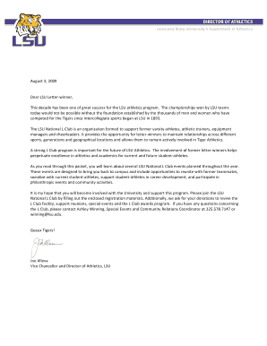 LSU National L Club Registration Form