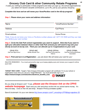 Grocery Club Card Renewal Form