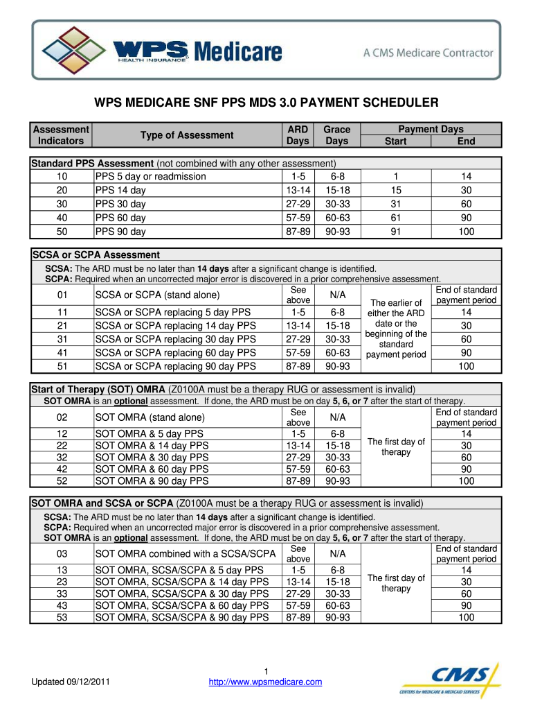 WPS MEDICARE SNF PPS MDS 3 Fill And Sign Printable Template Online