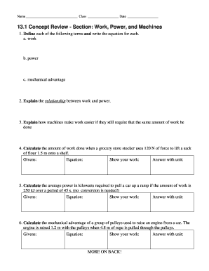 How to write report at work - concept review section work power and machines