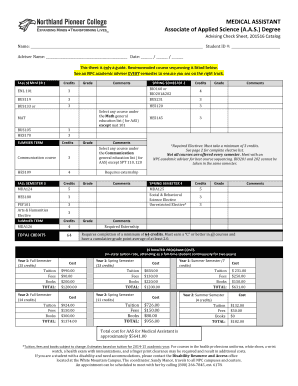 Medical Assistant A.A.S. Degree Advising Check Sheet