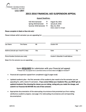 Financial Aid Suspension Appeal Form