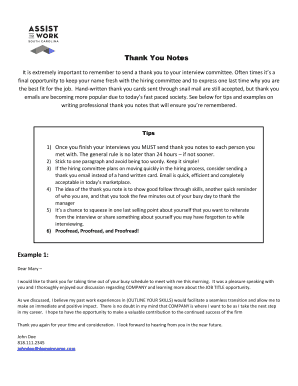 Thank You Notes for Job Interviews