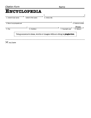 Citation Form for Encyclopedia