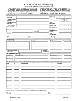 Crockford Clerical Directory Form