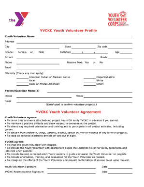 Youth Volunteer Agreement and Waiver