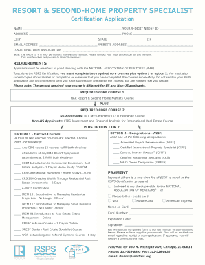 Resort & Second-Home Property Specialist Certification Application