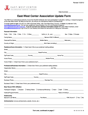 East-West Center Association Update Form