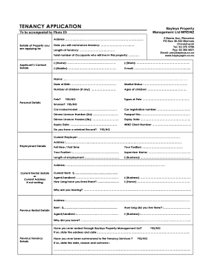 New Zealand Tenancy Application Form